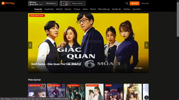 Giao diện website fptplay.vn trên máy tính