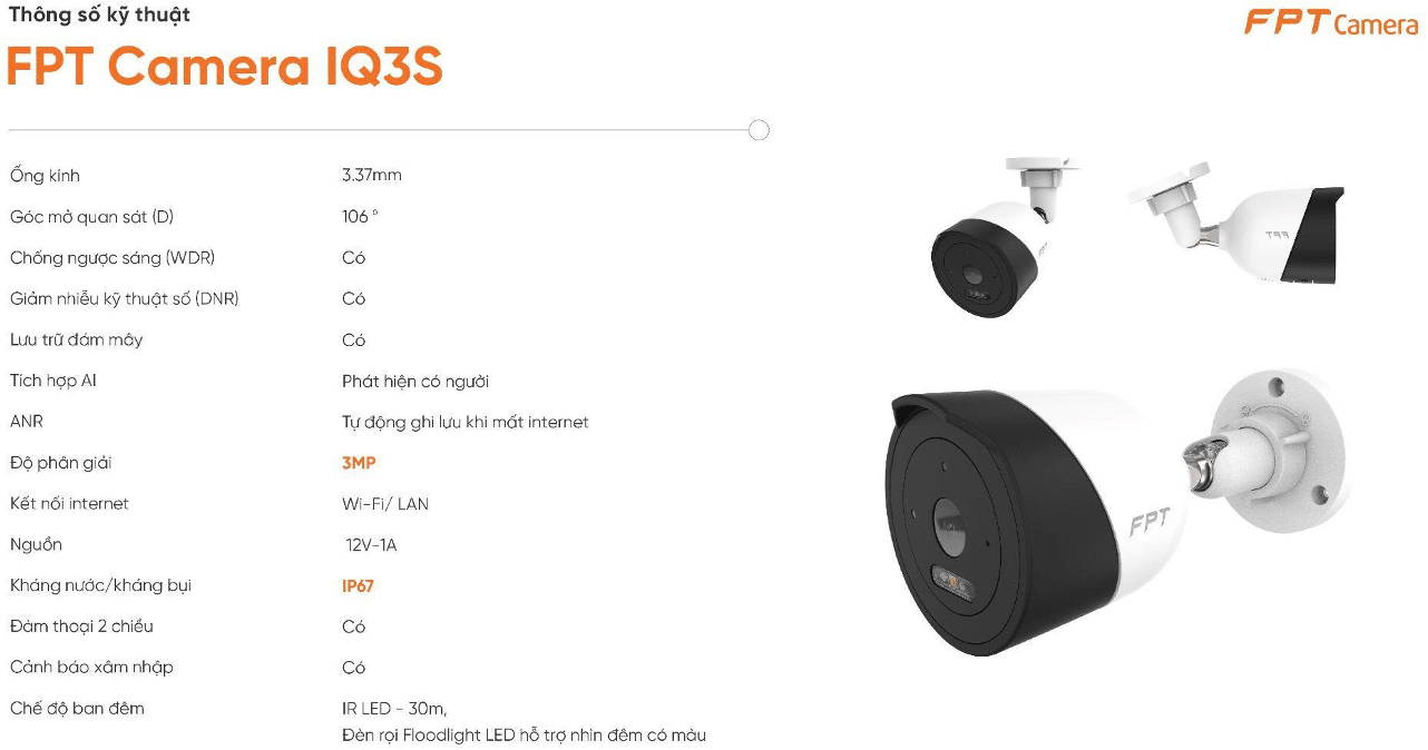 thông số ký thuật camera IQ3S